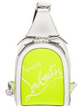 Christian Louboutin Neon Lime Logo Crossbody Sling Bag,  Preloved with COA